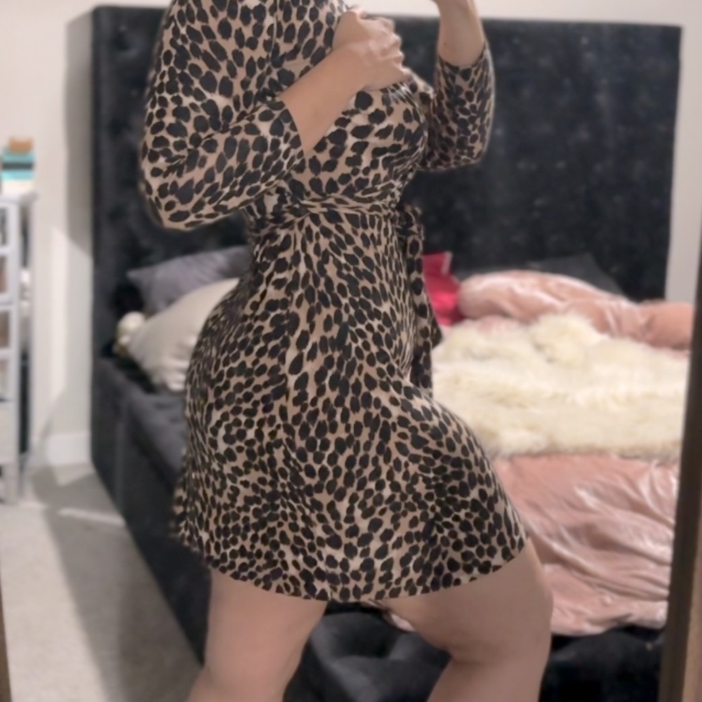INC International Concepts Animal Print Long Sleeve Dress Wrap Dress Cheetah